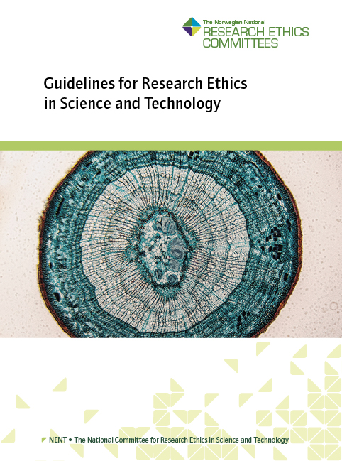 Guidelines for research ethics in science and technology. The cover pictures a cross section of a tree branch with cell structures.